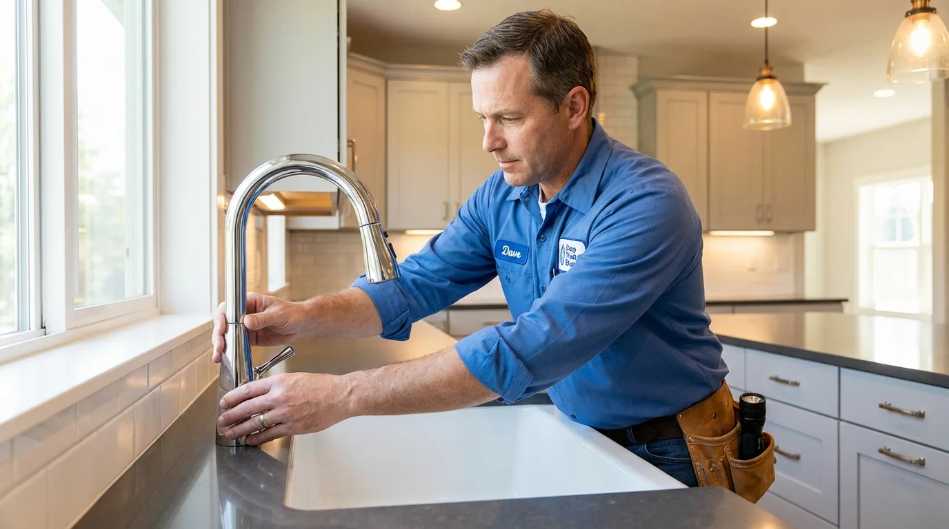 Kitchen faucet installation by Johns Plumbing LLC in Rumford