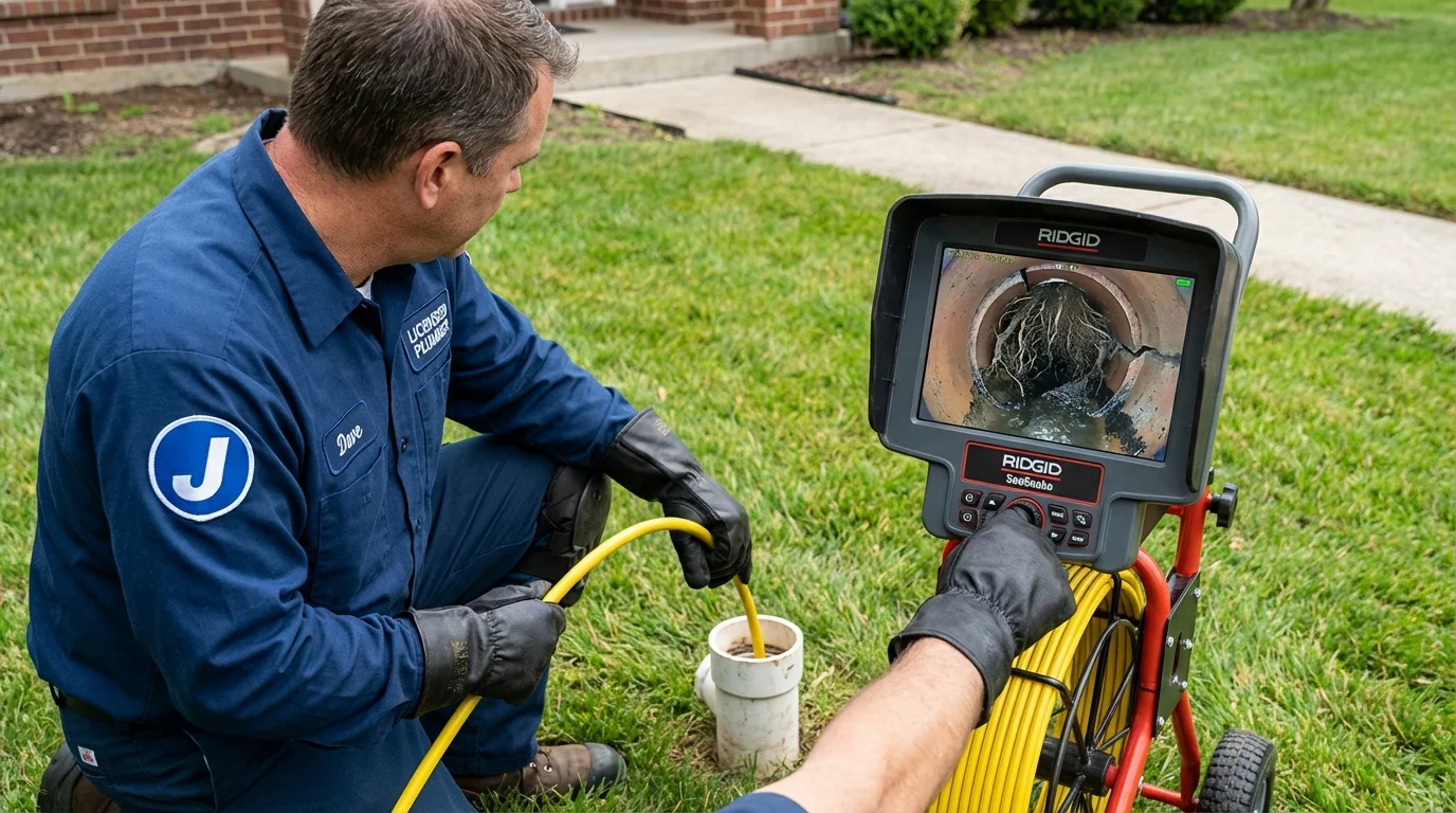 Sewer camera inspection being performed by Johns Plumbing LLC in Rumford